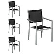 HAPPY GARDEN - Lot de 4 chaises en aluminium gris - textilène noir - vignette