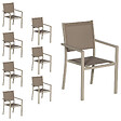 HAPPY GARDEN - Lot de 8 chaises en aluminium taupe - textilène taupe - vignette