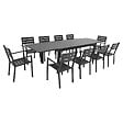 HAPPY GARDEN - Salon de jardin extensible 10 places de 180/300cm aluminium anthracite VENEZIA - vignette