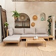 HAPPY GARDEN - Salon de jardin en acacia 4 places PANGKOR - coussins sable - vignette