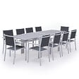 HAPPY GARDEN - Salon de jardin LAMPEDUSA extensible en textilène gris 10 places - aluminium blanc - vignette