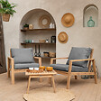 HAPPY GARDEN - Salon de jardin en acacia 2 places GILI - coussins gris - vignette