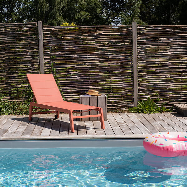 HAPPY GARDEN - Bain de soleil BARBADOS en textilène terracotta - aluminium terracotta - large