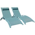 HAPPY GARDEN - Lot de 2 transats GALAPAGOS en textilène bleu clair - aluminium bleu clair - vignette