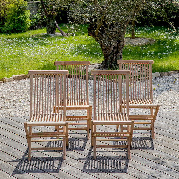 HAPPY GARDEN - Lot de 4 chaises de jardin en teck LOMBOK - large