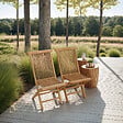 HAPPY GARDEN - Lot de 2 chaises de jardin en teck LOMBOK - vignette