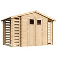 TIMBELA - Abri de jardin en bois et range bûches I206xL328xH218 cm / 5,41 m2 - M391 - vignette