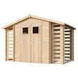 TIMBELA - Abri de jardin en bois et range bûches I206xL328xH218 cm / 5,41 m2 - M391 - vignette