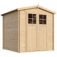 TIMBELA - Abri de jardin en bois AVEC SOL TRAITÉ - I216xL206xH218 cm/3.53 m2 - porte verrouillable de haute qualité - M343F+M343G - vignette