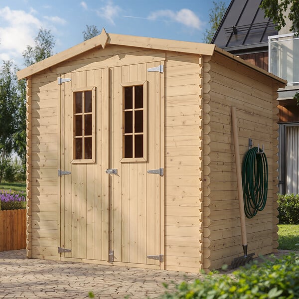 TIMBELA - Abri de jardin en bois I216xL206xH218 cm/ 3.53 m2 AVEC SOL TRAITÉ - M343C+M343G - large