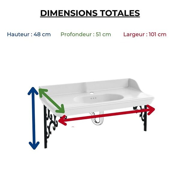 JACOB DELAFON - Pack plan vasque suspendu Cléo 1889 + siphon chromé - large