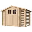 TIMBELA - Abri de jardin en bois et range bûches extérieur - Stockage extérieur I206xL328xH218 cm/ 3,53 + 0,97+0,97 m2 - M389F - vignette