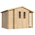TIMBELA - Abri de jardin en bois et range bûches extérieur AVEC SOL TRAITÉ - extérieur I206xL328xH218 cm/ 3,53 + 0,97+0,97 m2 - M389C+M389G - vignette