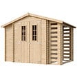 TIMBELA - Abri de jardin en bois et range bûches extérieur - Stockage extérieur I206xL328xH218 cm/ 3,53 + 0,97+0,97 m2 - M389C - vignette