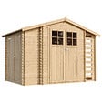 TIMBELA - Abri de jardin en bois et range bûches extérieur AVEC SOL TRAITÉ - extérieur I206xL328xH218 cm/ 3,53 + 0,97+0,97 m2 -  TIMBELA M389F+M389G - vignette