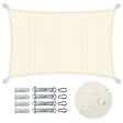 VOUNOT - Voile d'ombrage Rectangulaire en Polyester Imperméable avec Kit de Montage 3x2m Beige - vignette