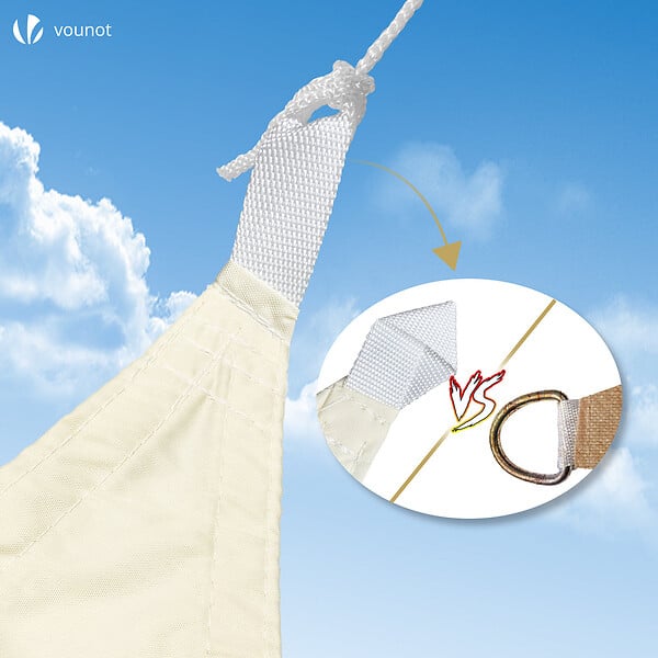 VOUNOT - Voile d'ombrage Rectangulaire en Polyester Imperméable avec Kit de Montage 3x2m Beige - large