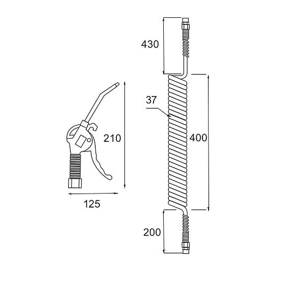 LACME - Soufflette progressive Lacme 328000 110mm avec tuyau spiral 4,50m 10bar prêt à  l'emploi - large