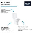 GROHE - PACK WC avec bride à poser Bau Ceramic + Tabouret physiologique Bois - vignette
