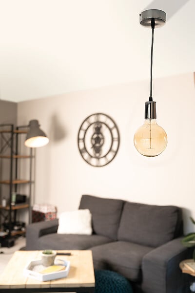 ELEXITY - Kit de suspension luminaire métal avec cordon textile Chrome - Elexity - large