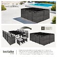 TECTAKE - Salon de jardin en résine tressée 12 places gris clair avec housse de protection encastrable - vignette