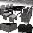 TECTAKE - 10 Places salon de jardin encastrable avec housse de protection gris assise confortable entretien facile - vignette