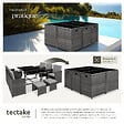 TECTAKE - 10 Places salon de jardin encastrable avec housse de protection gris assise confortable entretien facile - vignette