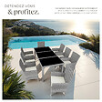 TECTAKE - Salon de jardin Menorca 8 places avec 2 sets de housses + housse de protection gris clair - vignette