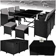 TECTAKE - Salon de jardin MALAGA 10 places avec housse de protection noir/gris - vignette