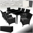 TECTAKE - Salon de jardin Menorca 8 places avec 2 sets de housses + housse de protection noir - vignette