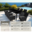 TECTAKE - Salon de jardin Menorca 8 places avec 2 sets de housses + housse de protection noir - vignette