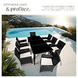 TECTAKE - Salon de jardin Menorca 8 places avec 2 sets de housses + housse de protection noir - vignette