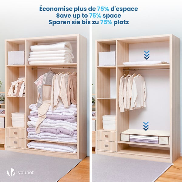 VOUNOT - Lot de 5 Housses de rangement sous vide sous lit - large