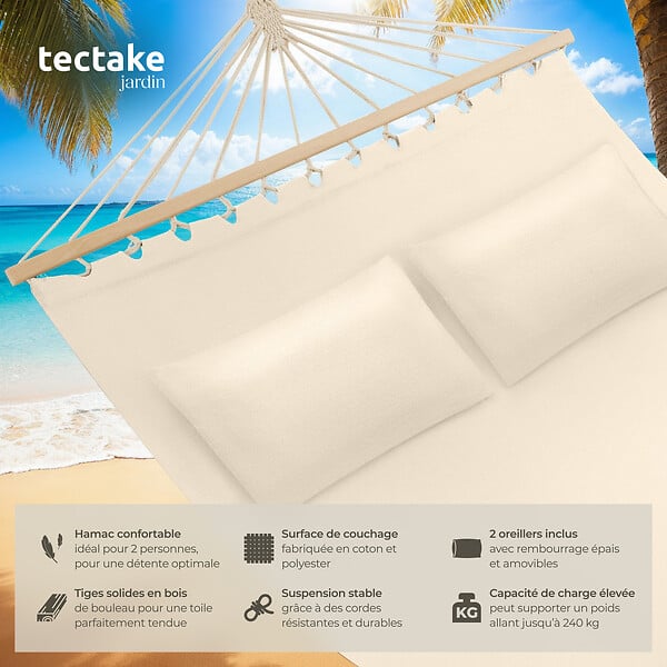 TECTAKE - Hamac double Eden beige - large