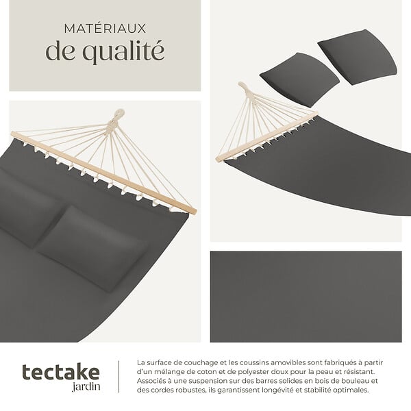 TECTAKE - Hamac double Eden gris foncé - large