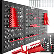 TECTAKE - Panneau perforé JONAH avec crochets et supports noir/rouge - vignette
