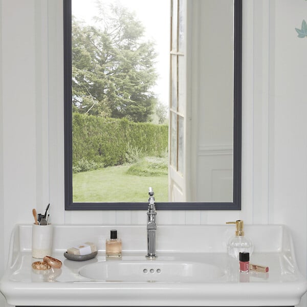 JACOB DELAFON - Console Cléo 1889 avec plan vasque + miroir + colonne droite + siphon chromé - large