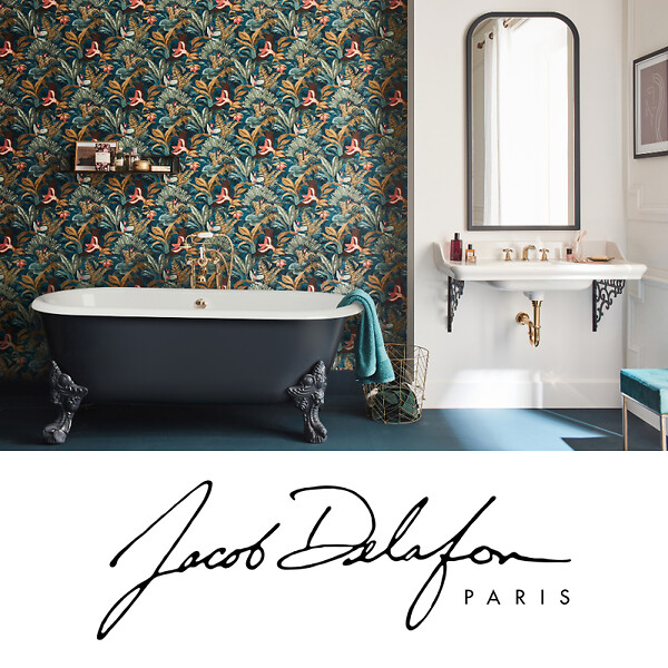 JACOB DELAFON - Pack plan vasque suspendu Cléo 1889 + colonne droite + siphon chromé - large