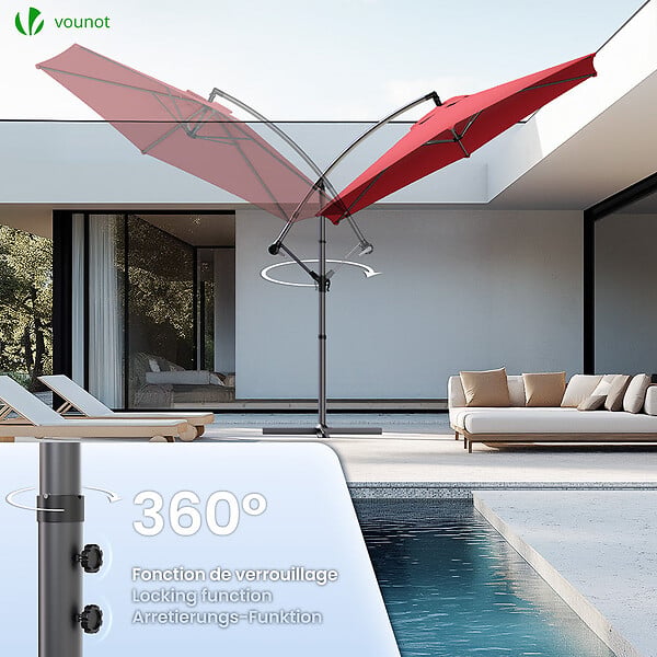 VOUNOT - Parasol deporte 3M avec housse de protection et sangle de fixation Rouge - large