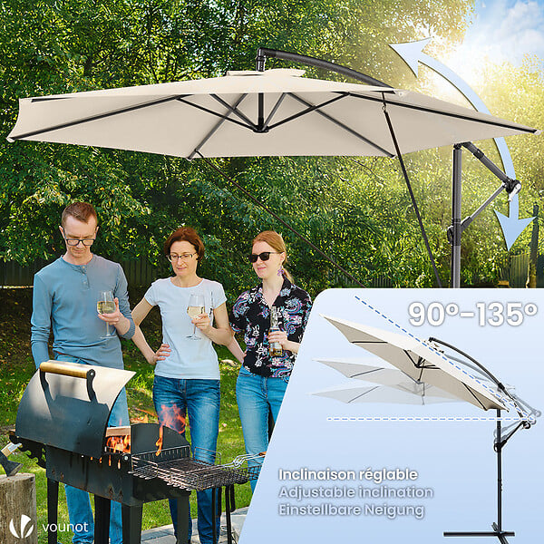 VOUNOT - Parasol deporte 3M avec housse de protection et sangle de fixation Beige - large