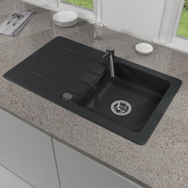 VILLEROY ET BOCH - Evier  Architectura 50 Pure Black - Vidage automatique inclus - large