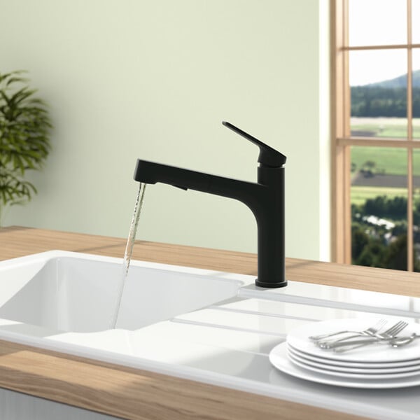 VILLEROY ET BOCH - Robinet de cuisine avec douchette Junis Sky Shower Noir mat - large