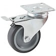 AVL - Roulette pivotante à platine rectangulaire à frein AVL - roue caoutchouc Ø 50 mm - alésage lisse - charge 50 kg - 552840L - vignette