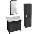 JACOB DELAFON - Pack meuble vasque Cléo 1889 3 trous + colonne droite + miroir + mélangeur croisillon or - vignette