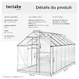 TECTAKE - Serre en aluminium, résistant aux UV, 185x375x195cm blanc transparent - vignette
