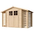 TIMBELA - Abri de jardin en bois et range bûches extérieur - I206xL328xH218 cm/ 3,53 + 0,97+0,97 m2 -  TIMBELA M391F - vignette