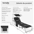 TECTAKE - Bain de soleil Chloé 4 positions avec appui-tête et pochette noir - vignette