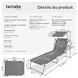 TECTAKE - Transat acier gris 4 niveaux réglage dossier appuie-tête amovible pare-soleil inclinable structure stable - vignette