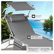 TECTAKE - Lot de 2 bain de soleil gris en polyester réglable 4 positions avec pare-soleil - vignette