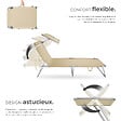 TECTAKE - Lot de 2 transats CHLOE beige - vignette